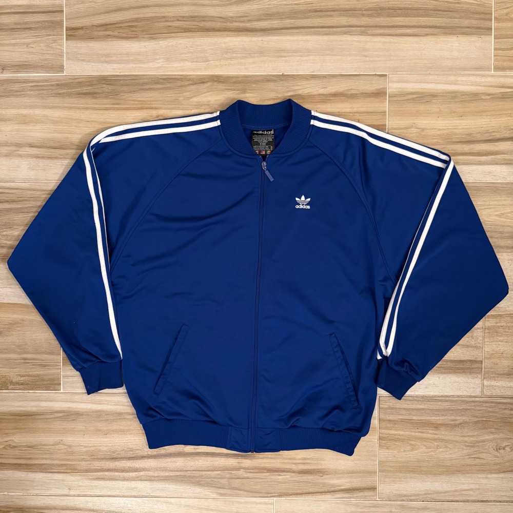 Vintage 90s Y2K Adidas SST Track Jacket Mens XL Royal Blue 3 Stripe Trefoil